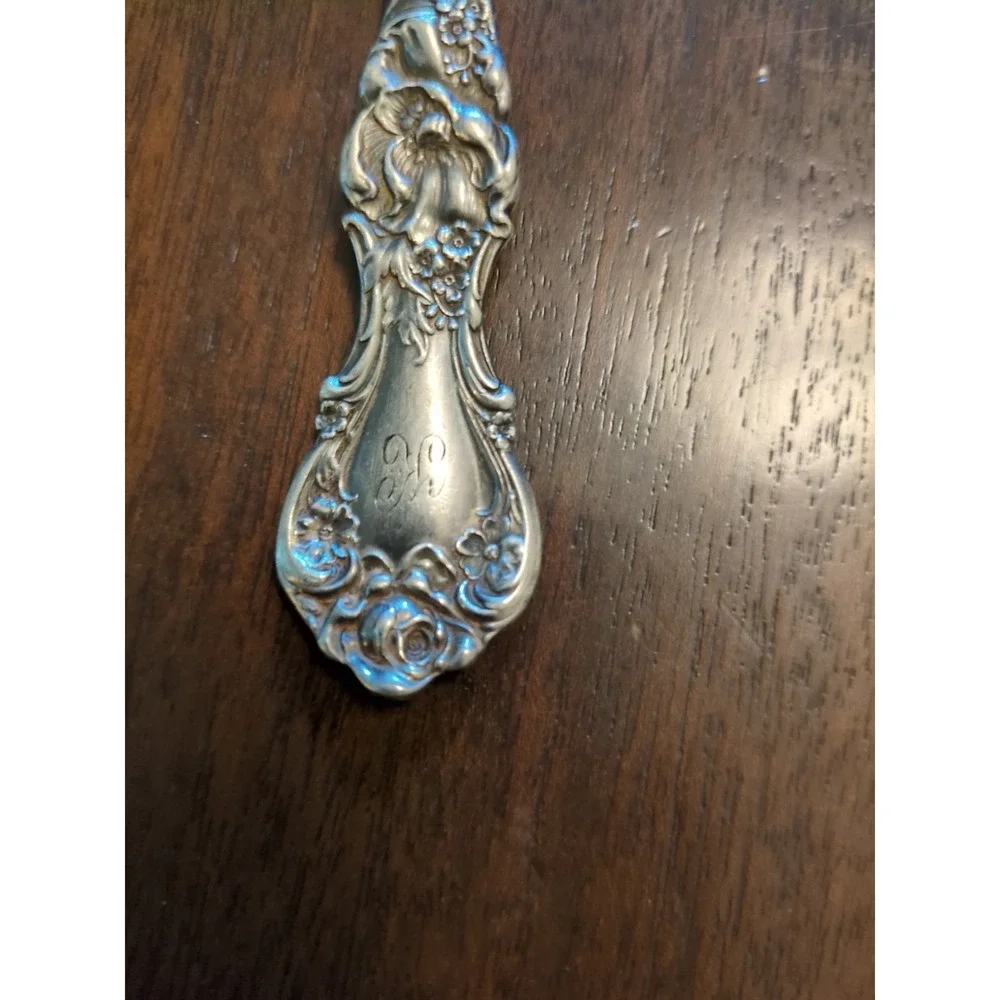 1835 R Wallace Sectional Triple Silverplate 1903 Floral Tablespoon 